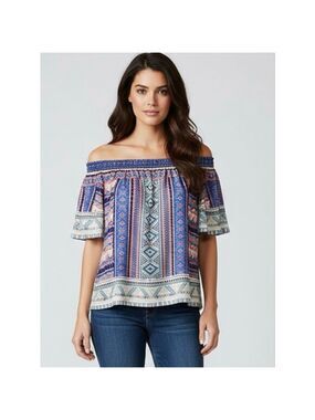 Flying Tomato Cold-Shoulder Aztec Top - Size L